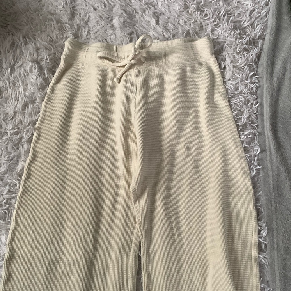 Donni Thermal Waffle Wide Leg Pants